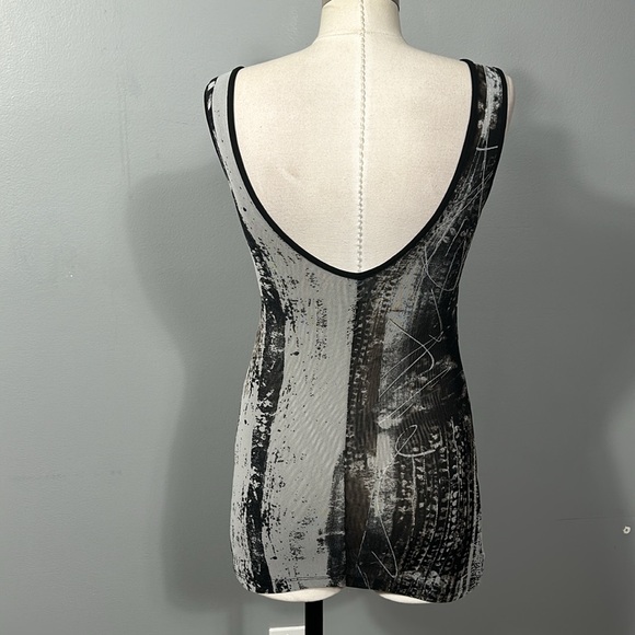 Italian Le Gatte Sheer V- neck Stretchy Mini Mesh Dress  size US 6 - Picture 8 of 13